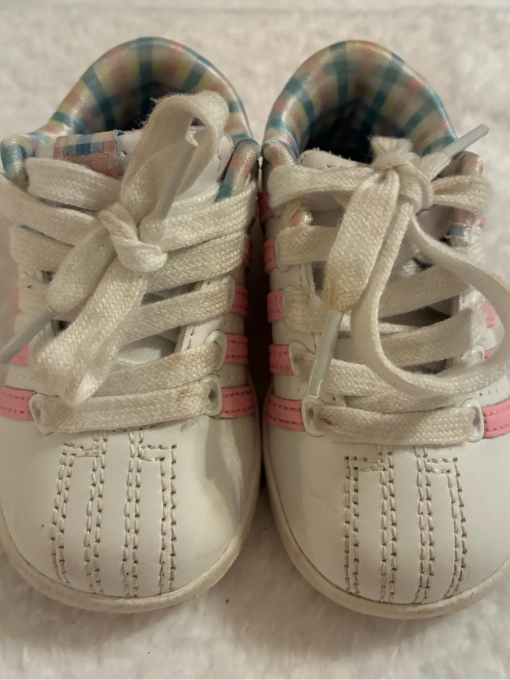 K-Swiss Toddler Baby Classic Sneakers Pink & White Lace-Up Leather Size 5